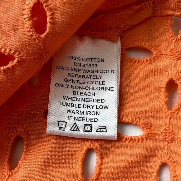 2 pc Denim & Co Twinset Button Front Eyelet Shirt & Tank Top Set Plus 2X Orange - Picture 3 of 12
